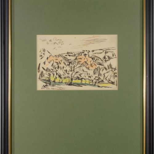 Jan Trampota (1889-1942) 三幅画

村庄。综合技术--纸上粉彩和墨水，120x170毫米（剪纸），右下方有签名和日期 "Jan Tram&hellip;