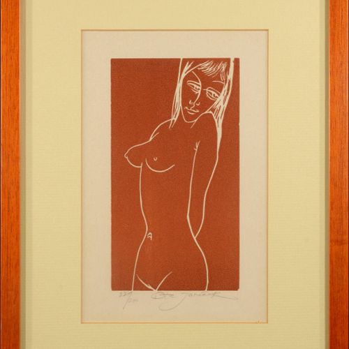 Ota Janecek (1919-1996) ACTE DE FILLE

Linogravure, 220x140 mm (découpe passe-pa&hellip;