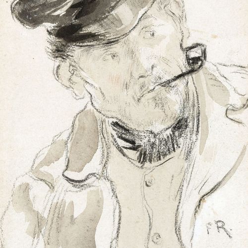 Félicien Rops,1833 - 1898 Pêcheur à la pipe

Aquarelle et craie noire sur papier&hellip;