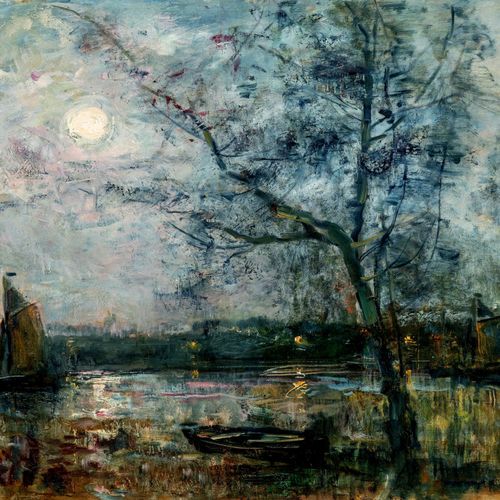 Guillaume Vogels,1836 - 1896 Clair de lune (Le village de Boendael) (ca. 1890)

&hellip;