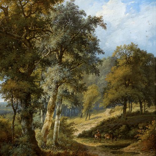 Charles Mammes,19ème siècle Vue de forêt avec deux chevreuils (1849)

Huile sur &hellip;