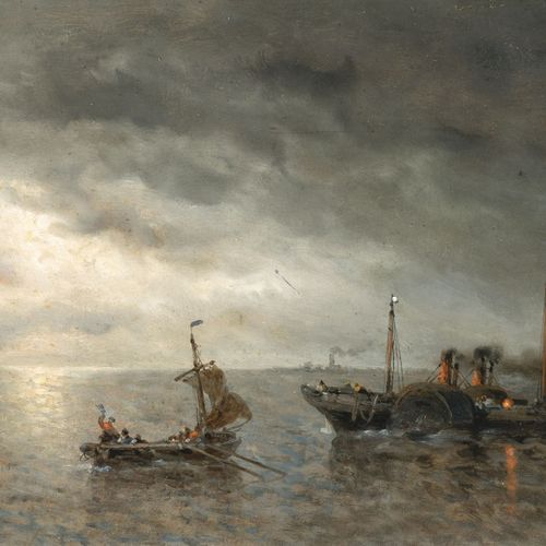 François Musin,1820 - 1888 Ciel orageux sur l'Escaut occidental

Huile sur carto&hellip;