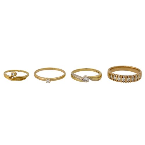 Schmuckkonvolut 7-teilig, 7件经销商拍品，14K黄金，39.3克（不含宝石净重约37克），由6个48-63号戒指和1个48厘米的项链吊&hellip;