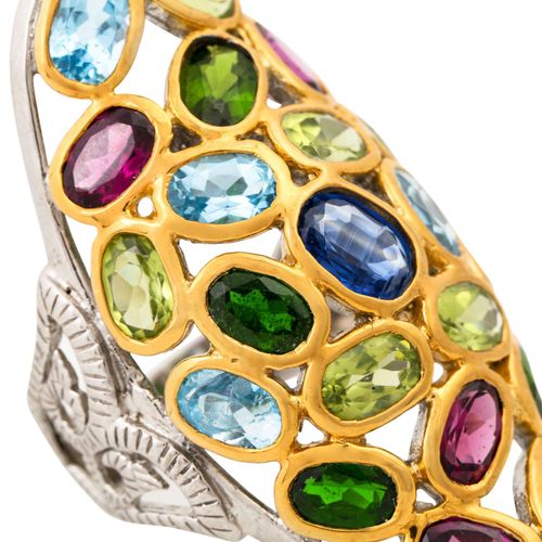 1 Ring mit diversen Farbsteinen 1 bague avec pierres diverses, argent sterling, &hellip;