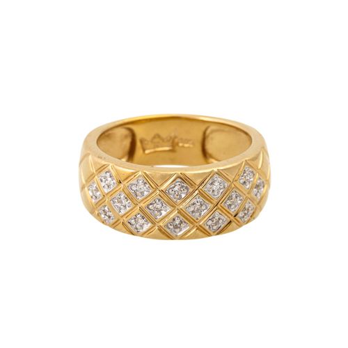 Schmuckkonvolut 2-teilig, 2件经销商拍品，14K黄金，17.5克，包括1枚53号戒指和1条45厘米的项链，有钻石，有磨损痕迹，材料价格&hellip;