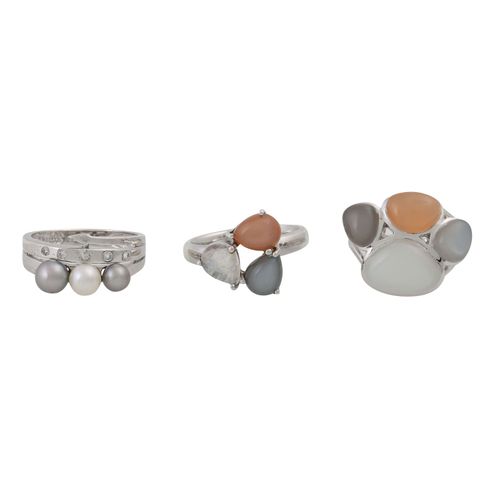 Schmuckkonvolut 10-teilig, 10件经销商拍品，银质，95克，包括5个62-66号的戒指，2个吊坠与46/60厘米的项链，1对耳环，1个&hellip;