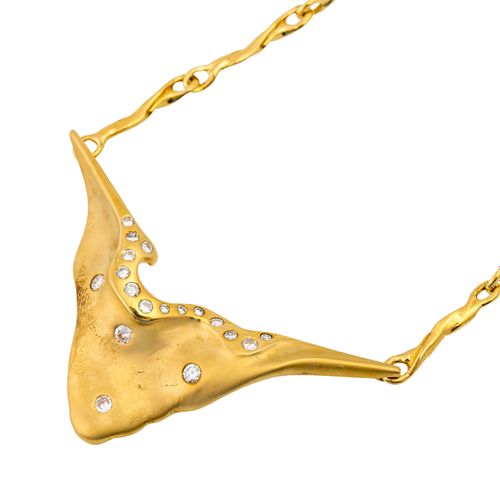 Schmuckkonvolut 3-teilig, 3件经销商拍品，14K黄金，27.4克（不含宝石的净重约27克），包括1条42厘米的项链，1个夹式吊坠和1个&hellip;