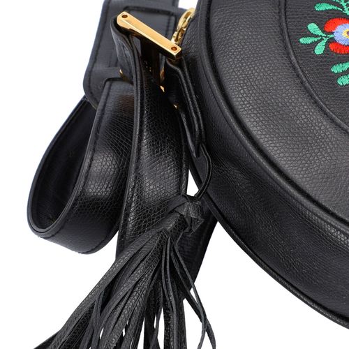 MCM VINTAGE Umhängetasche. MCM VINTAGE purse. Black leather model with floral em&hellip;
