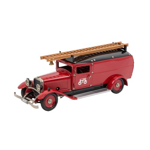 MÄRKLIN Feuerwehr LKW mit Anhänger 19035 MÄRKLIN消防车带拖车19035，红色涂装，前部照明，时钟装置驱动，司机和&hellip;