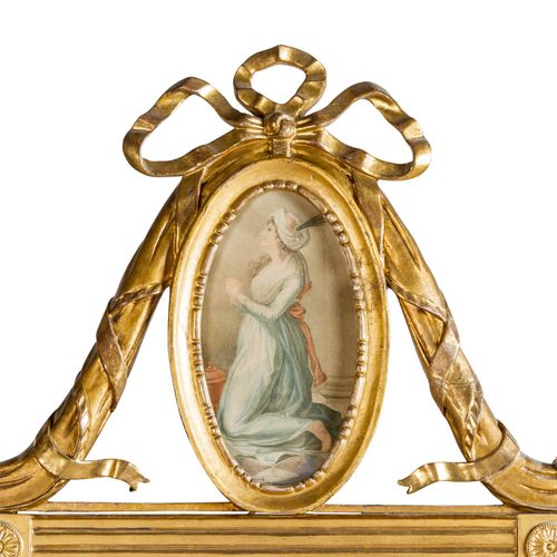 Spiegel im Louis XVI-Stil 路易十六风格的镜子

法国，约1900年 木头/石膏镂空雕刻有奖章附件和花环，以及镀金，高x宽：162/63&hellip;