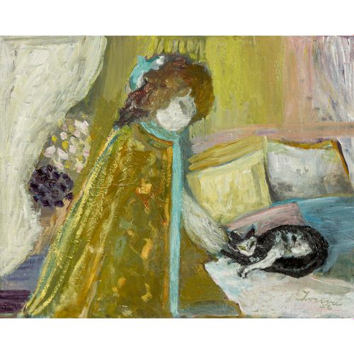 NESCH, IRMA (1894-1970), "Meine Katze", NESCH, IRMA (1894-1970)，"我的猫"，年轻的女人穿着黄色的&hellip;
