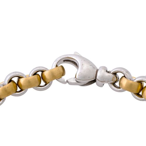 Armband im Erbsmuster, Bracelet en or jaune et blanc 18K, 26.1 g, L : 20 cm, sat&hellip;