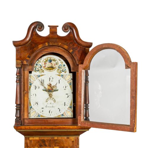 STANDUHR, CLOCK, end of the 18th century, walnut veneer, one-door pendulum case,&hellip;