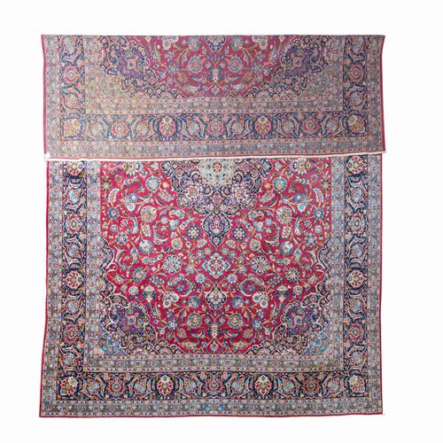 Orientteppich. KESHAN/PERSIEN, 20. Jh., 516x348 cm A wine-red medallion carpet w&hellip;
