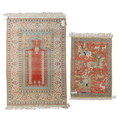 2 Orientteppiche aus Seide: 2 tapis orientaux en soie : 1.)TURQUIE, 122x83 cm, f&hellip;
