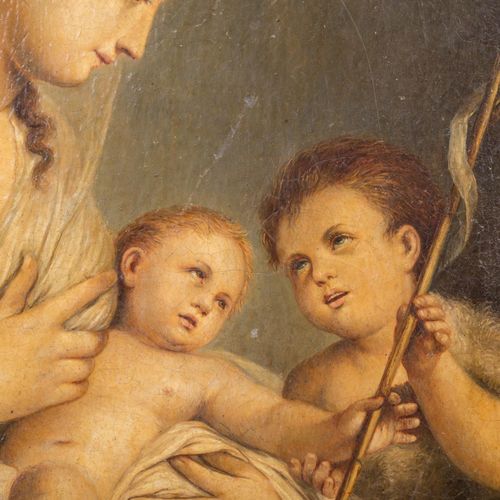 NAZARENER MALER 19. Jh., "Madonna mit Christus- und Johannesknaben", 纳扎伦画家 19世纪，&hellip;