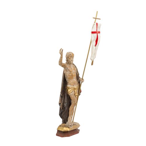 BILDSCHNITZER DES 17.JH. "Holzfigur eines Auferstehungschristus" SCULTORE DEL 17&hellip;