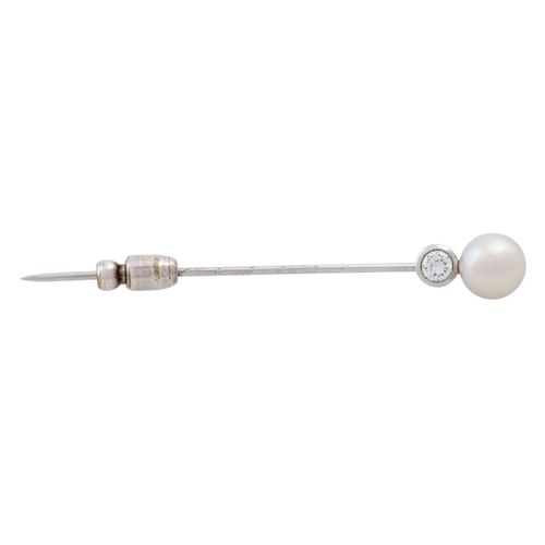 Anstecknadel mit Perle und Brillant von ca. 0,25 ct, Aguja con perla cultivada A&hellip;
