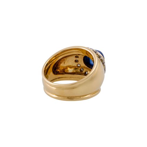 JACOBI Ring mit ovalem Saphircabochon entouriert von Brillanten, Anello JACOBI c&hellip;