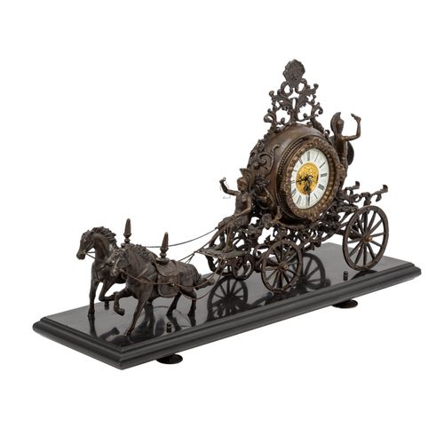 KAMINUHR IN KUTSCHENFORM, OROLOGIO A CARROZZA, 2a metà del XIX secolo, bronzo/ot&hellip;