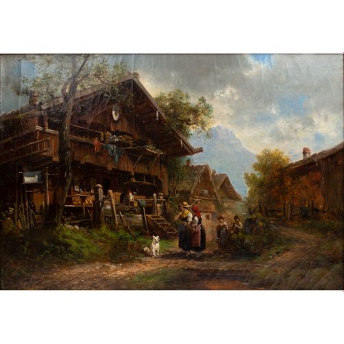 MALI, CHRISTIAN FRIEDRICH, ATTRIBUIERT (1832-1906), "Bäuerinnen vor dem Haus", M&hellip;