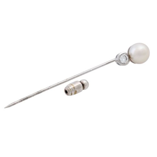 Anstecknadel mit Perle und Brillant von ca. 0,25 ct, Aiguille avec perle de cult&hellip;