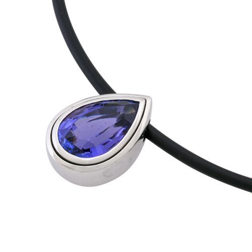 Collier mit feinem Tansanittropfen, Necklace with fine pear-faceted tanzanite 13&hellip;