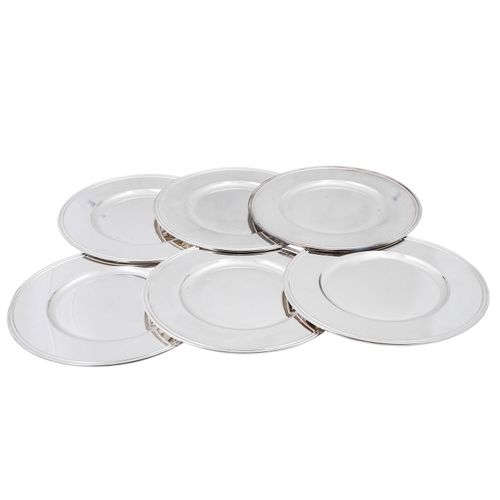 BELLOTTO 6 Platzteller, 800 Silber, 20. Jh. BELLOTTO 6 place plates, 800 silver,&hellip;