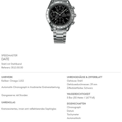 OMEGA Speedmaster Date Chronograph, Ref. 3513.50.00. Armbanduhr. OMEGA Speedmast&hellip;