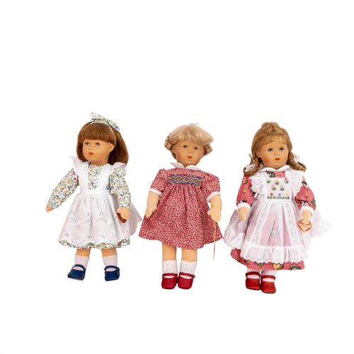 KÄTHE KRUSE 3 Puppenmädchen, Modell "Hanne Kruse", 1990er Jahre, KÄTHE KRUSE thr&hellip;