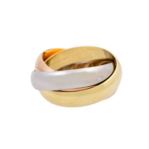 CARTIER Ring "Trinity", CARTIER戒指 "Trinity"，18K YG/WG/RG，16.5克，戒指尺寸57，宽：5毫米，新价格约&hellip;