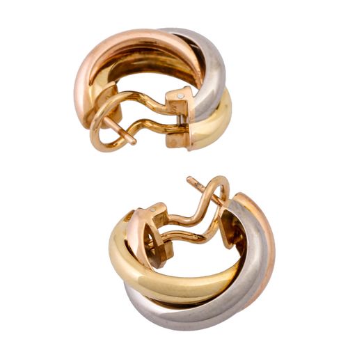 CARTIER Ohrringe "Trinity", CARTIER Earrings "Trinity", 18K red, yellow and whit&hellip;