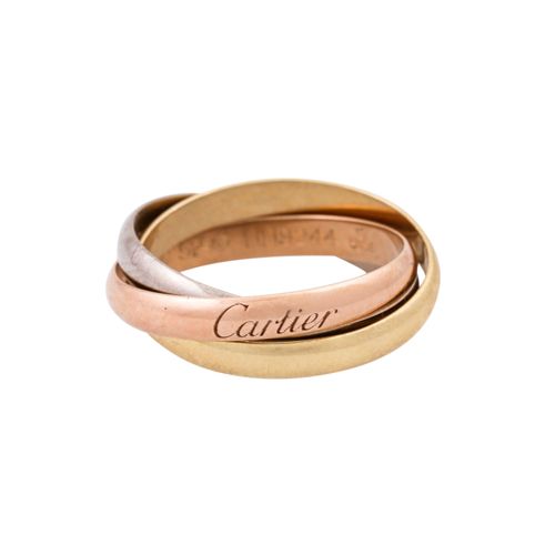 CARTIER Ring "Trinity", GG/ WG/ RG 18K, 卡地亚戒指 "三位一体"，18K YG/ WG/ RG。宽度：2.8毫米，尺寸：&hellip;