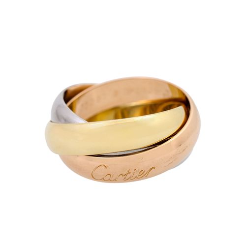 CARTIER Ring "Trinity", CARTIER戒指 "Trinity"，18K YG/WG/RG，16.5克，戒指尺寸57，宽：5毫米，新价格约&hellip;