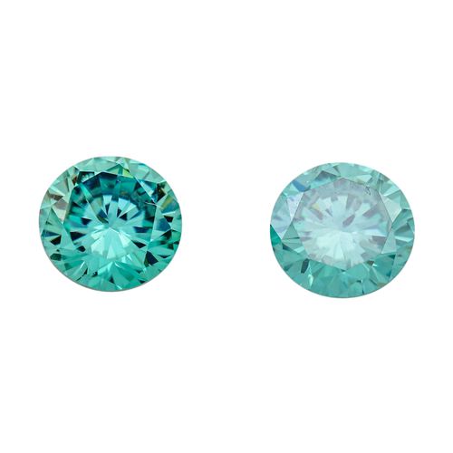 Konvolut 2 grüne Moissanite, 捆绑2颗绿色莫桑石，总重约6克拉，直径约9.5毫米，状态良好。所有的宝石都没有经过详细的宝石学测试!