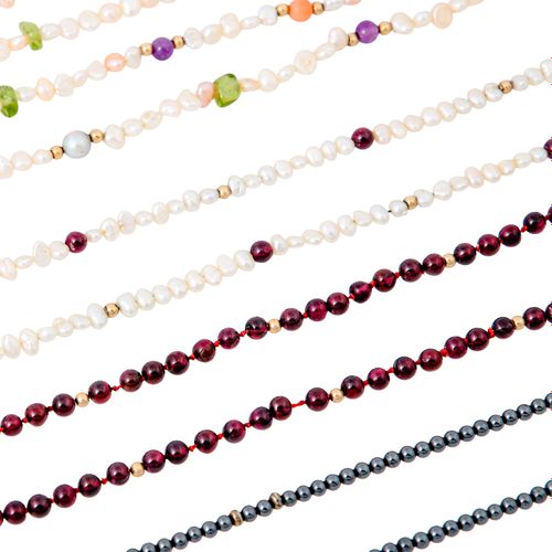 Konvolut 4 Ketten, Lot de 4 pendentifs : 2x perles d'eau douce avec gemstones (L&hellip;