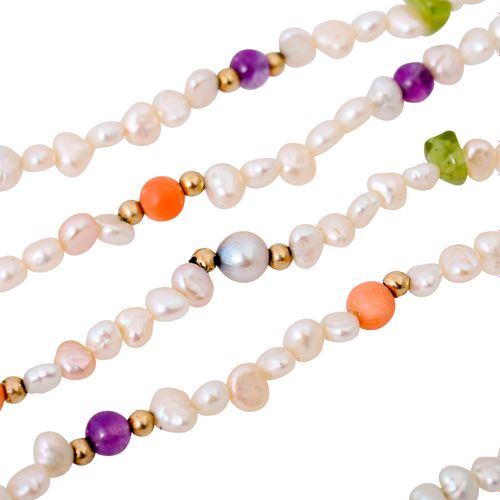 Konvolut 4 Ketten, Lot de 4 pendentifs : 2x perles d'eau douce avec gemstones (L&hellip;