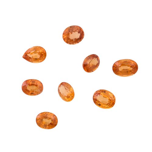 Konvolut 8 Spessartine zus. 12,7 ct, 一捆8个石榴石，共12.7克拉，其中最大的石头约2克拉，被称为 "曼陀罗石榴石"，状况&hellip;