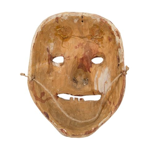Schwäbisch alemannische Fasnachtsmaske, Swabian Alemannic狂欢节面具，由木头手工雕刻而成，高22厘米。