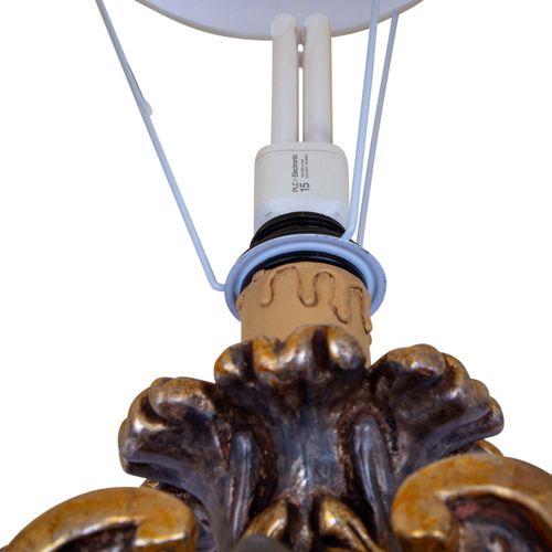 Tischleuchte. Table lamp. Lamp base in rococo style richly carved with rocailles&hellip;