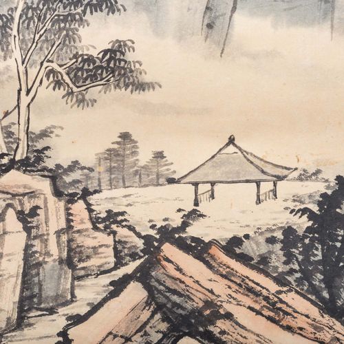 Hängerolle. CHINA, 20. Jh., 200x71 cm. A landscape painting mounted as hanging s&hellip;
