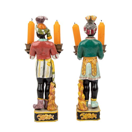 Paar Figuren-Kerzenleuchter. Una coppia di figure come candelieri.Dipinto a colo&hellip;