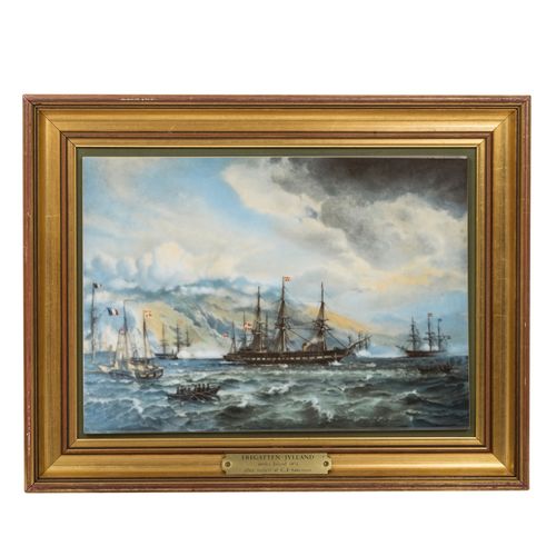 BING & GROENDAHL Porzellanbild 'Fregatten Jylland', 20. Jh. Quadro BING & GROEND&hellip;