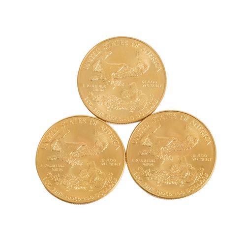 USA/GOLD - 3 x 1 oz. American Eagle, USA/Or - 3 x 1 oz. American Eagle, EF, exon&hellip;