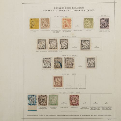 Französische Kolonien 法属殖民地 - 主要是在七张旧邮票上盖了邮戳，具有很高的目录价值。请访问。