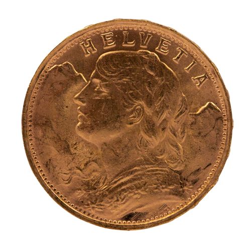 Schweiz/GOLD - 20 Franken Vreneli 1935 LB, 瑞士/黄金 - 20法郎Vreneli 1935年LB，约5.8克罚款，V&hellip;