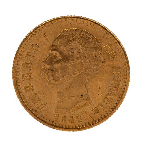 Italien /GOLD - Umberto I. 20 Lire 1882 Italie /Or - Umberto I. 20 Lire 1882, XF&hellip;