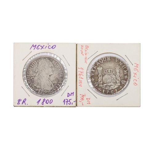 Lot Mexiko 2 x 8 Reales Lot Mexique 2 x 8 reales 1761 + 1800. VF, à voir absolum&hellip;