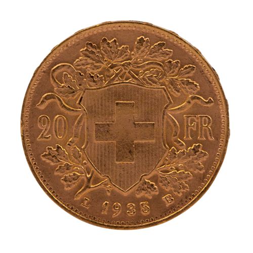 Schweiz/GOLD - 20 Franken Vreneli 1935 LB, Schweiz/GOLD - 20 Franken Vreneli 193&hellip;