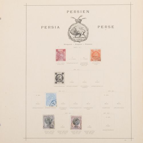 Persien Perse. Timbres anciens, oblitérés, sur feuilles d'album.